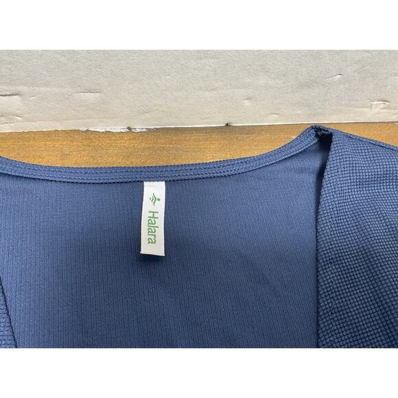 Halara Romper Blue V Neck Short Sleeve Side Pockets Waffle Casual Medium - Picture 3 of 14